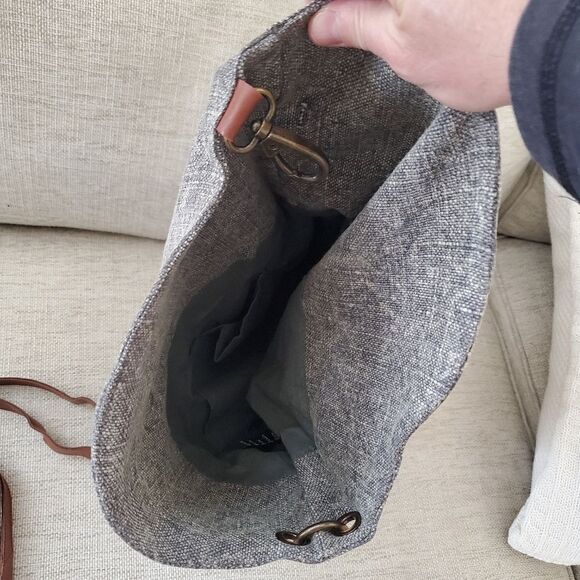 NEW! Vintage Addiction Fold-Over Jute Crossbody Bag - Grey - Picture 9 of 13